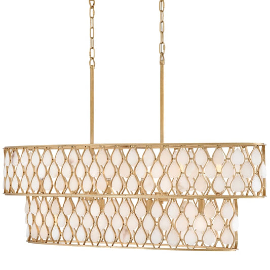 Estie 10 Light 48" Wide Linear Alabaster Chandelier - Tianguang Alabaster Lighting