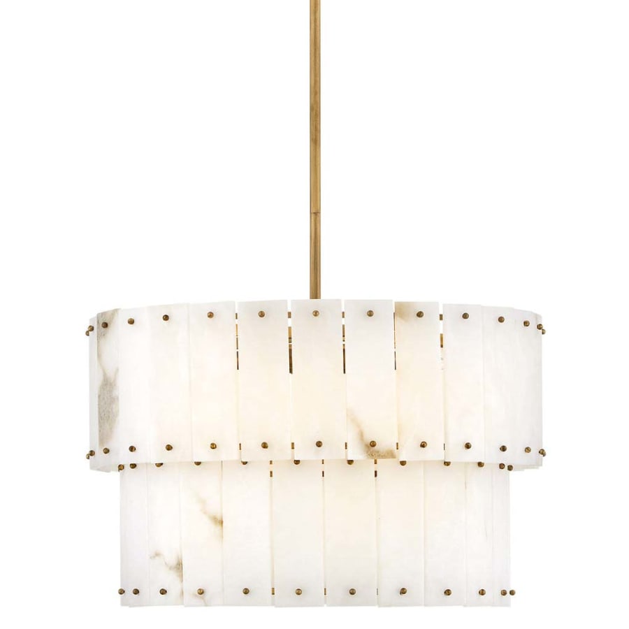 Simone 6 Light 24" Wide Waterfall Chandelier with Alabaster Shades - Tianguang Alabaster Lighting