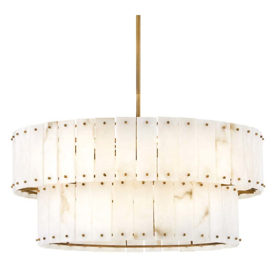Simone 8 Light 34" Wide Waterfall Chandelier with Alabaster Shades - Tianguang Alabaster Lighting