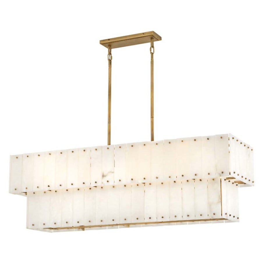 Simone 8 Light 48" Wide Linear Chandelier with Alabaster Shades - Tianguang Alabaster Lighting