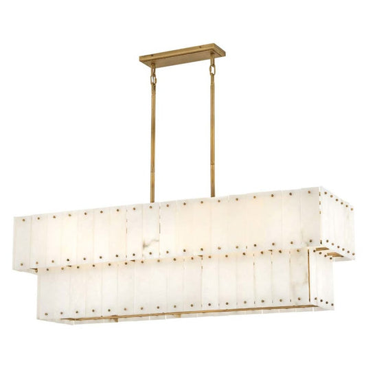 Simone 8 Light 48" Wide Linear Chandelier with Alabaster Shades - Tianguang Alabaster Lighting
