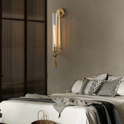 French Ribbed Glass Wall Light, Bedroom Wall Sconce, detail 13