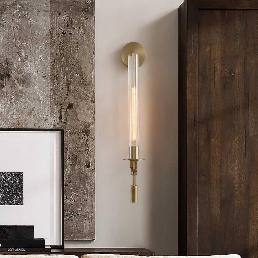 French Ribbed Glass Wall Light, Bedroom Wall Sconce, detail 20