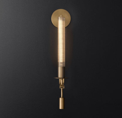 French Ribbed Glass Wall Light, Bedroom Wall Sconce, detail 23
