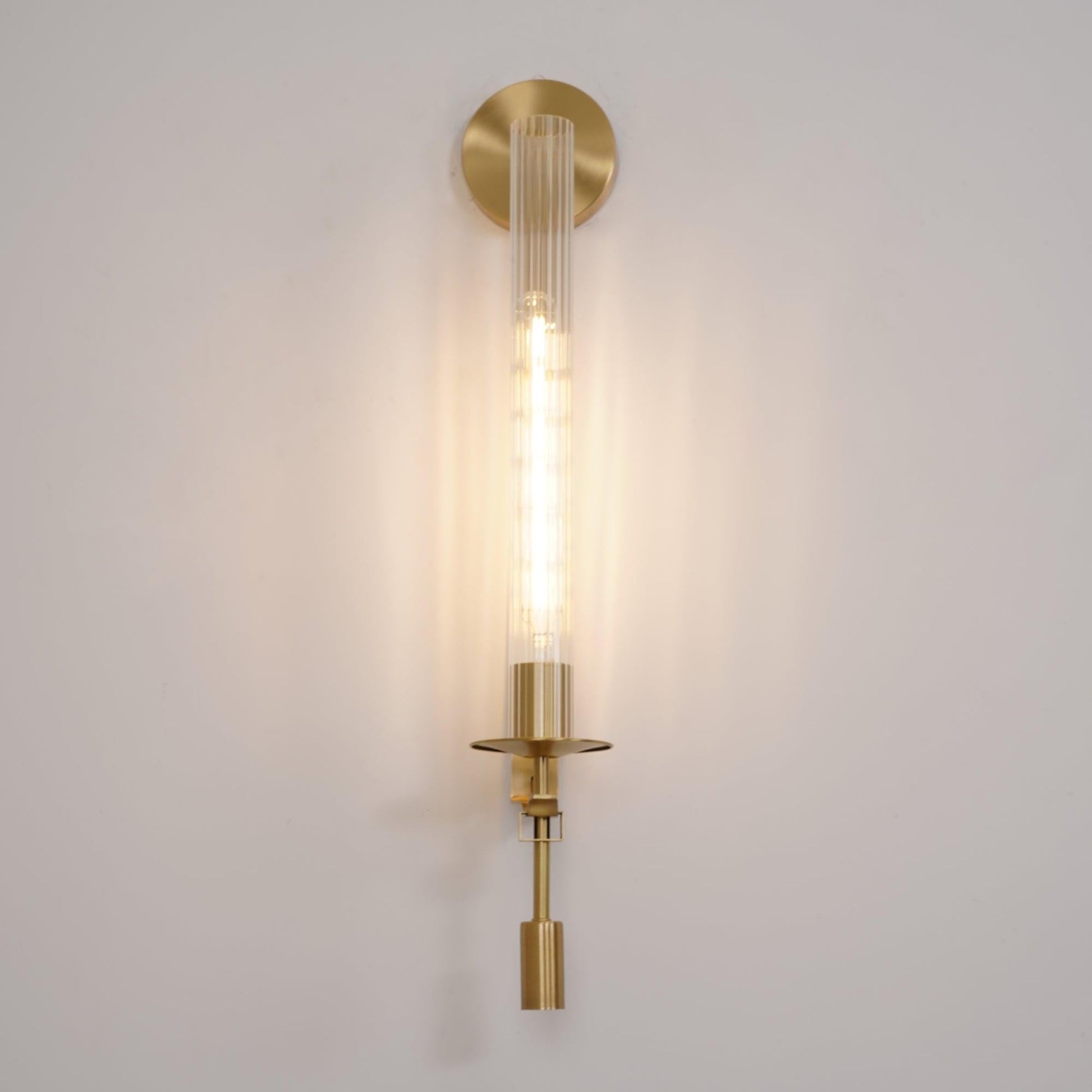 French Ribbed Glass Wall Light, Bedroom Wall Sconce, detail 27