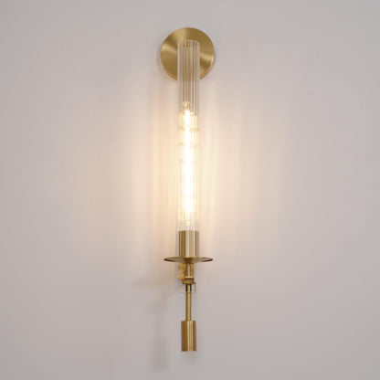 French Ribbed Glass Wall Light, Bedroom Wall Sconce, detail 27