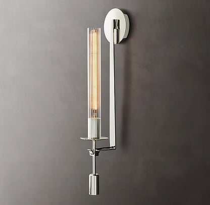 French Ribbed Glass Wall Light, Bedroom Wall Sconce, detail 3