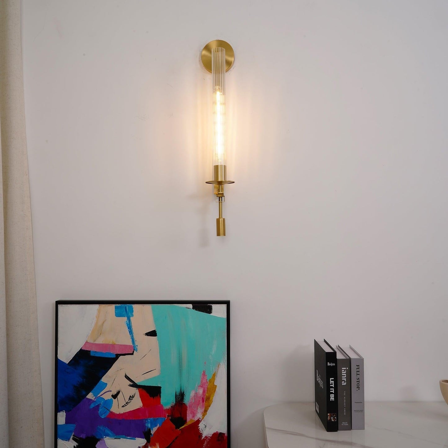 French Ribbed Glass Wall Light, Bedroom Wall Sconce, detail 42