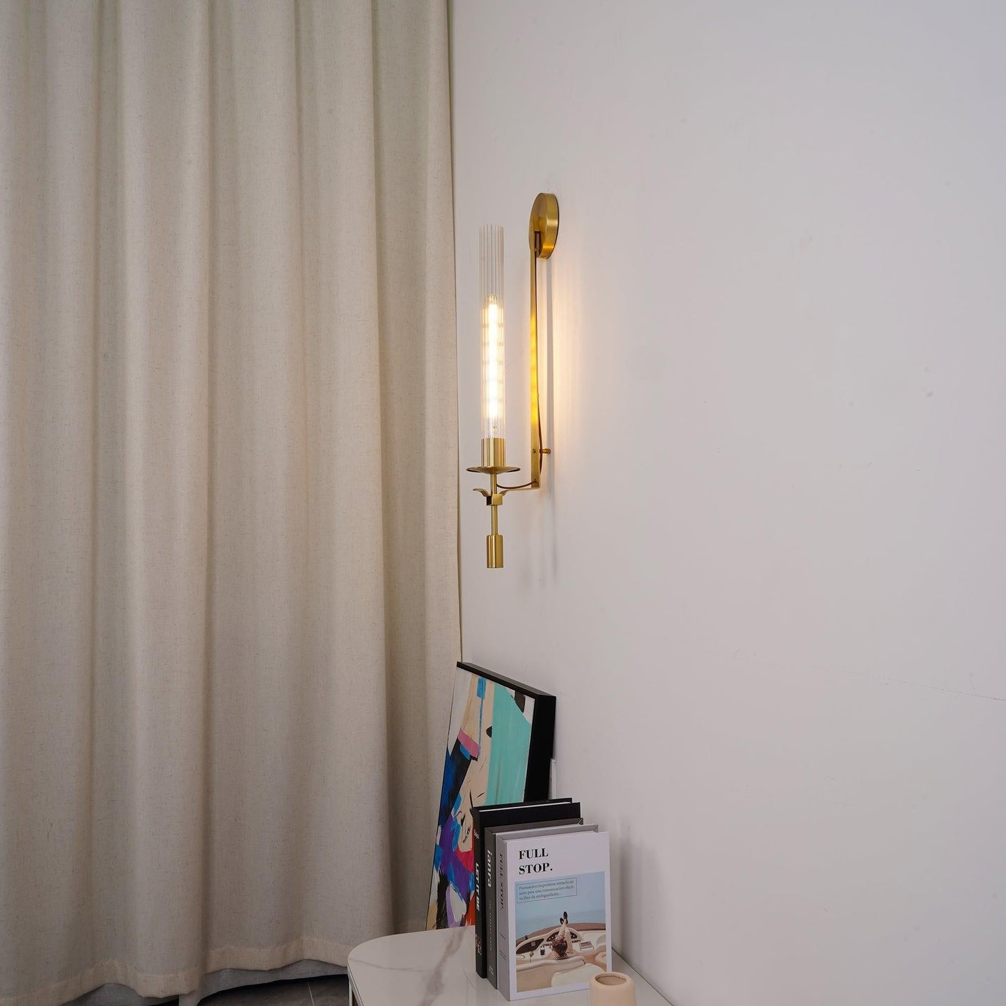 French Ribbed Glass Wall Light, Bedroom Wall Sconce, detail 43