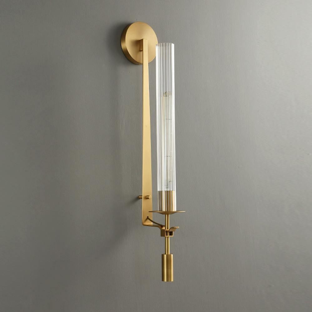 French Ribbed Glass Wall Light, Bedroom Wall Sconce, detail 52