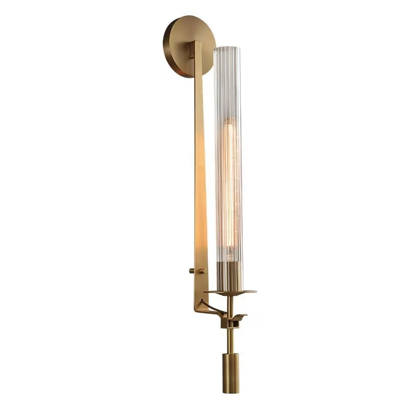 French Ribbed Glass Wall Light, Bedroom Wall Sconce, detail 56