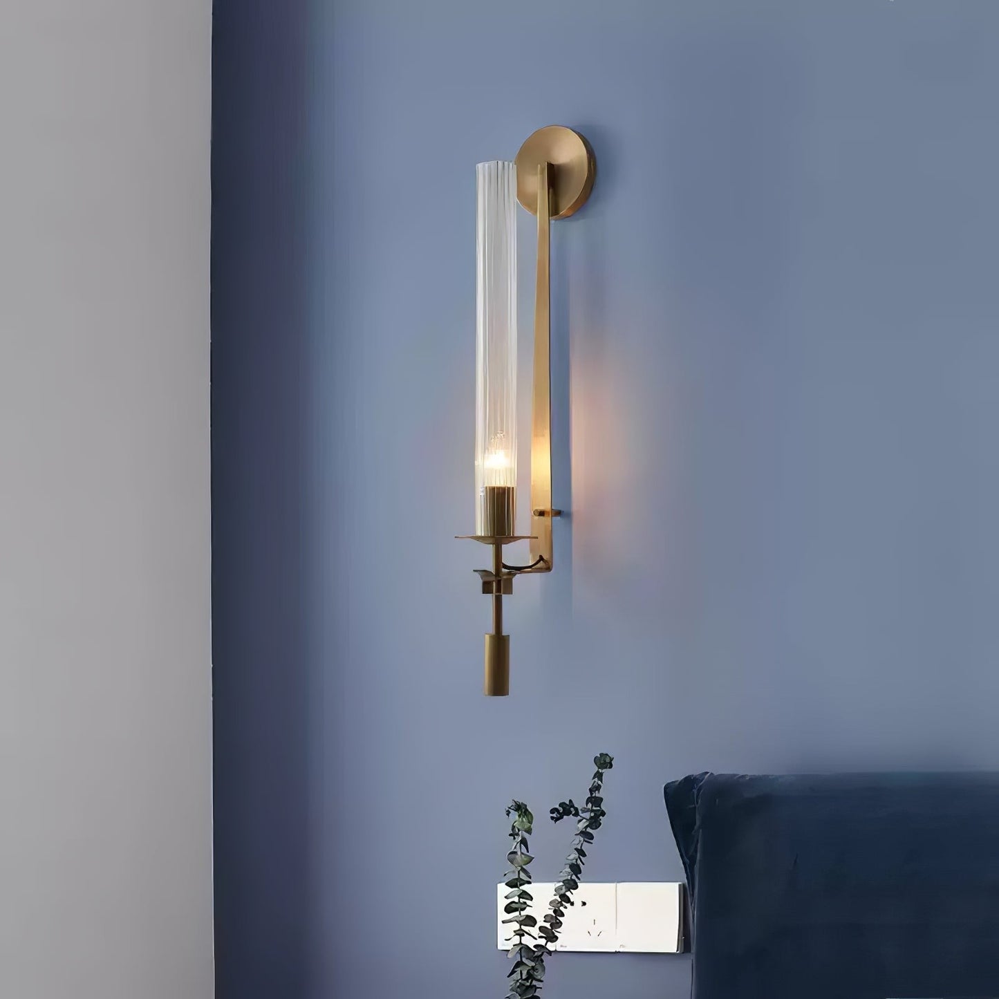 French Ribbed Glass Wall Light, Bedroom Wall Sconce, detail 84