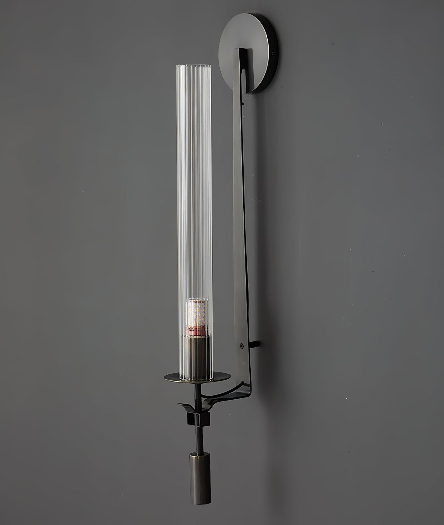 French Ribbed Glass Wall Light, Bedroom Wall Sconce, detail 85