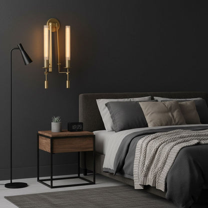 French Ribbed Glass Wall Light, Bedroom Wall Sconce, detail 9