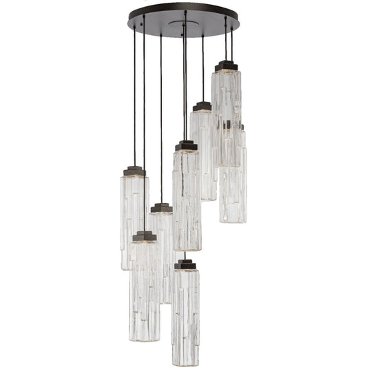 Ledgestone 8 Light 28" Wide LED Multi Light Natural Stone Pendant - Tianguang Alabaster Lighting