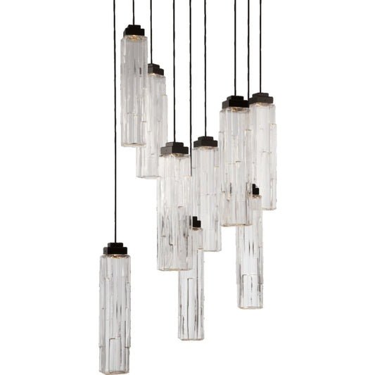 Ledgestone 9 Light 26" Wide LED Multi Light Natural Stone Pendant - Tianguang Alabaster Lighting