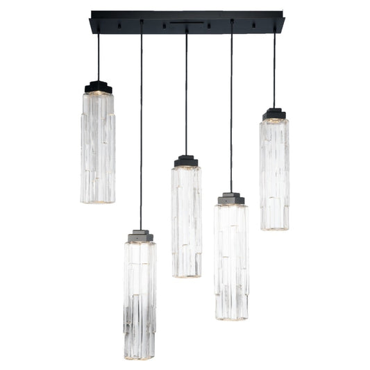 Ledgestone 5 Light 36" Wide LED Linear Natural Stone Pendant - Tianguang Alabaster Lighting