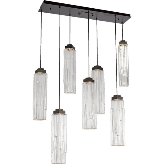 Ledgestone 7 Light 44" Wide LED Linear Natural Stone Pendant - Tianguang Alabaster Lighting