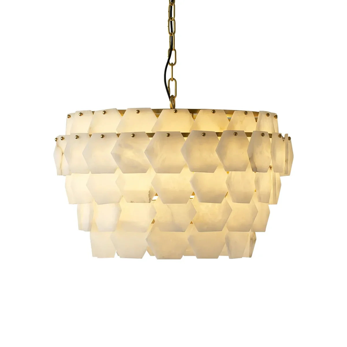 Hexagonal Layered Alabaster Chandelier - Tianguang Alabaster Lighting