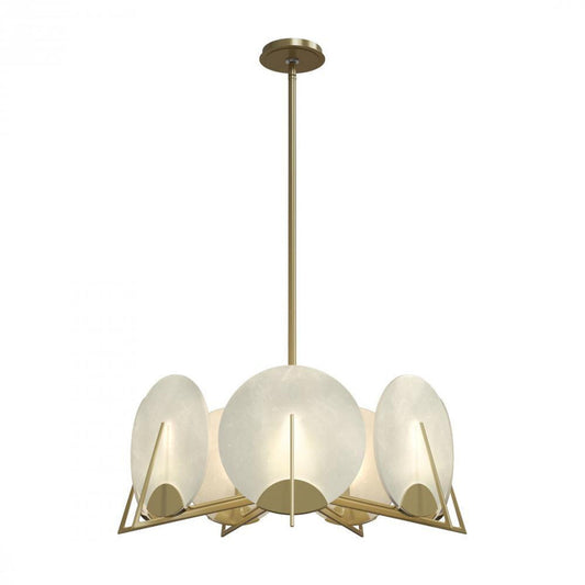Callisto Alabaster Pendant, 7-Light, Vintage Platinum, 28.1"W - Tianguang Alabaster Lighting