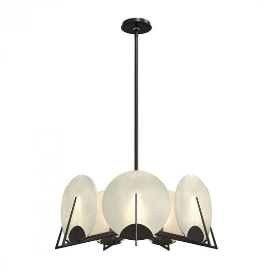 Callisto Alabaster Pendant, 7-Light, Natural Iron, 28.1"W - Tianguang Alabaster Lighting