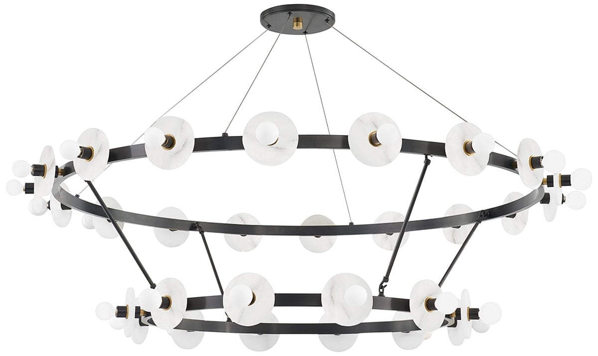 Austen 58" Wide Aged Old Bronze LED Alabaster Chandelier - Tianguang Alabaster Lighting