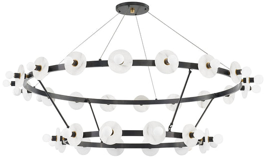 Austen 58" Wide Aged Old Bronze LED Alabaster Chandelier - Tianguang Alabaster Lighting
