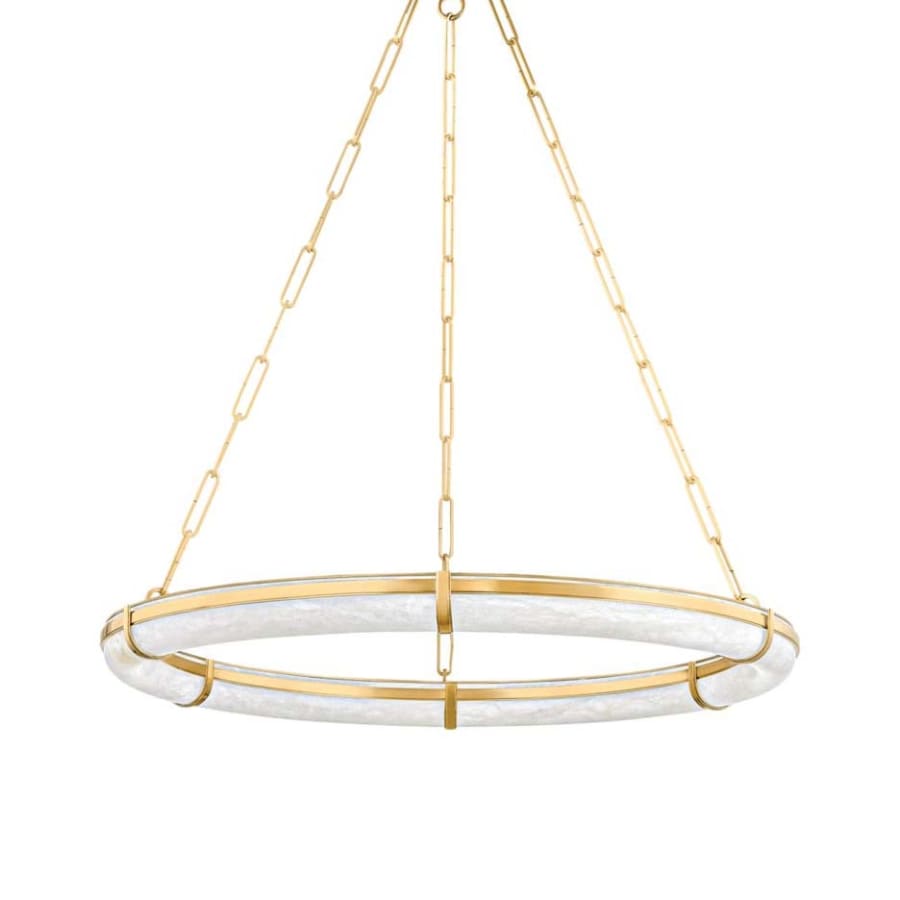 Sennett 31" Wide Ring Natural Stone Chandelier - Tianguang Alabaster Lighting