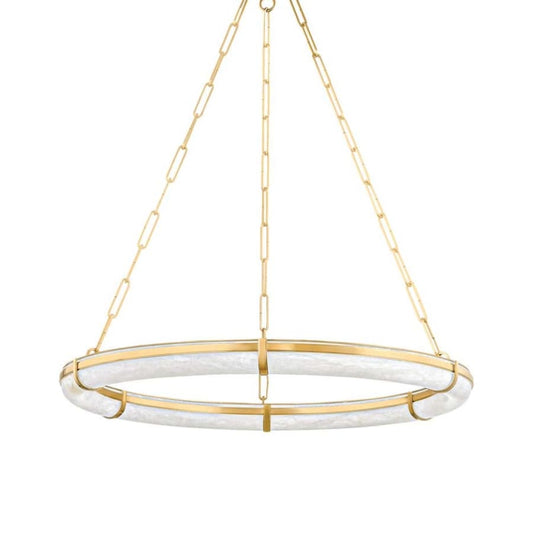 Sennett 31" Wide Ring Natural Stone Chandelier - Tianguang Alabaster Lighting