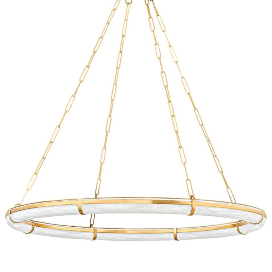 Sennett 42" Wide Ring Natural Stone Chandelier - Tianguang Alabaster Lighting