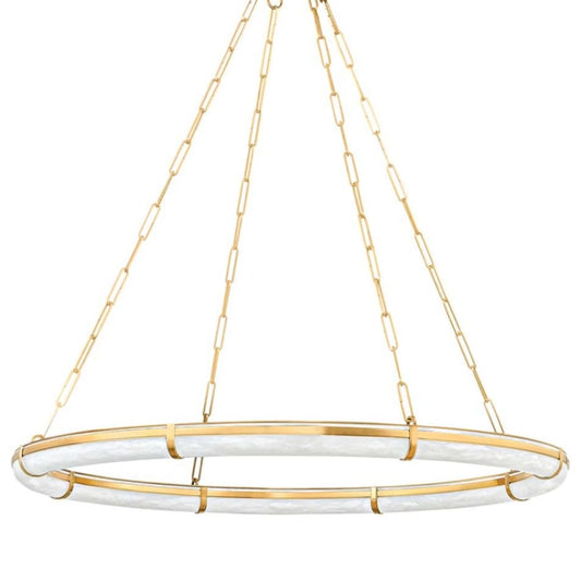 Sennett 42" Wide Ring Natural Stone Chandelier - Tianguang Alabaster Lighting