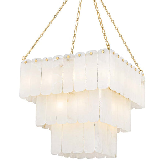 Moissanite 33 Light 26" Wide Waterfall Alabaster Chandelier 26 in Dia Dining Chandelier - Tianguang Alabaster Lighting