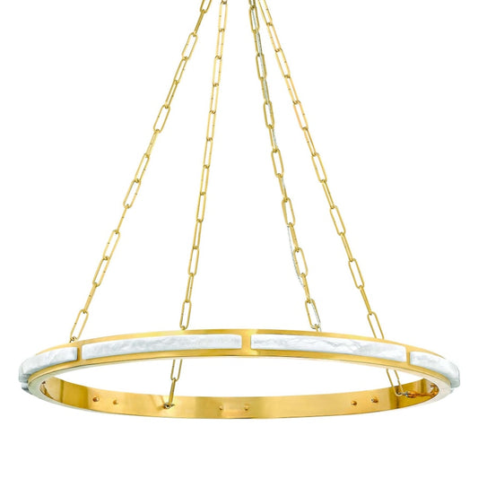 Wingate 36" Wide Ring Natural Stone Chandelier - Tianguang Alabaster Lighting