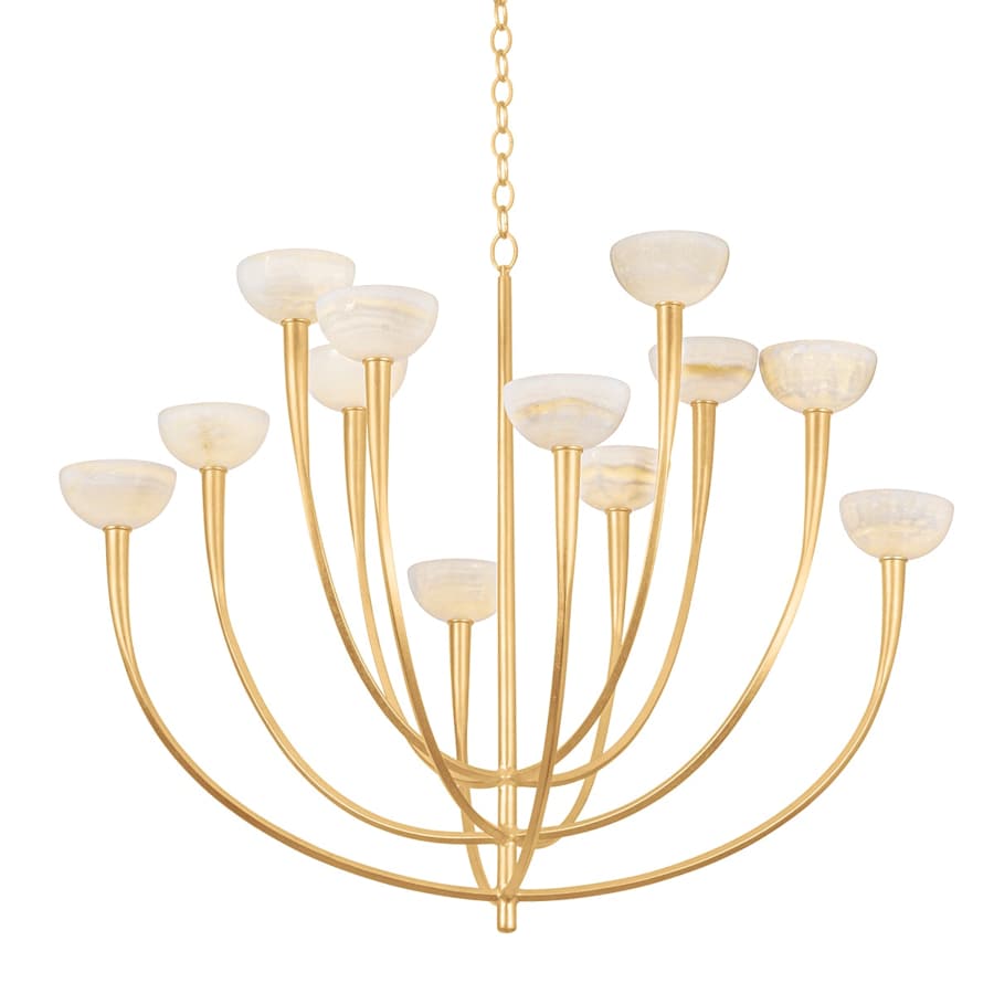 Maywood 12 Light 45" Wide Chandelier with Onyx Shades - Tianguang Alabaster Lighting