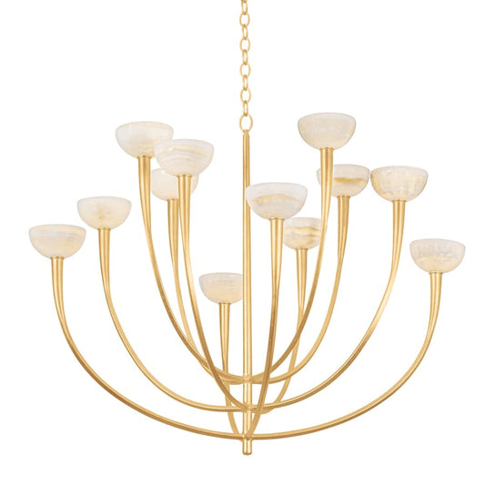 Maywood 12 Light 45" Wide Chandelier with Onyx Shades - Tianguang Alabaster Lighting