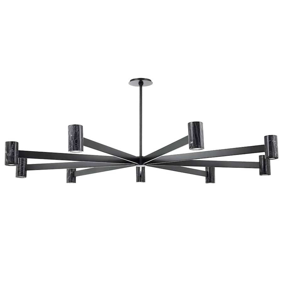 Predock 9 Light 64" Wide LED Sputnik Chandelier with Neo Madera Marble Shades 64 in Dia Dining Chandelier - Tianguang Alabaster Lighting