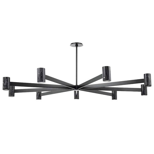 Predock 9 Light 64" Wide LED Sputnik Chandelier with Neo Madera Marble Shades 64 in Dia Dining Chandelier - Tianguang Alabaster Lighting