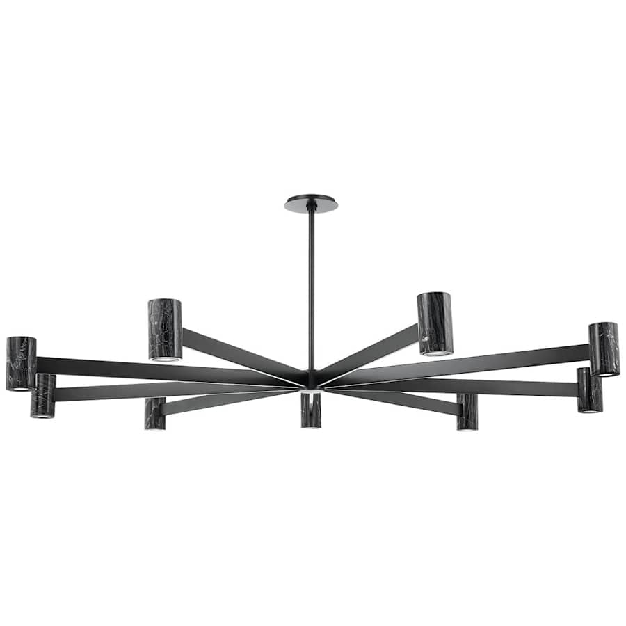 Predock 9 Light 64" Wide LED Sputnik Chandelier with Neo Madera Marble Shades 64 in Dia - Tianguang Alabaster Lighting