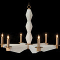 38" Wide Bronze and White 6-Light Alabaster Chandelier 38 in Dia - Tianguang Alabaster Lighting