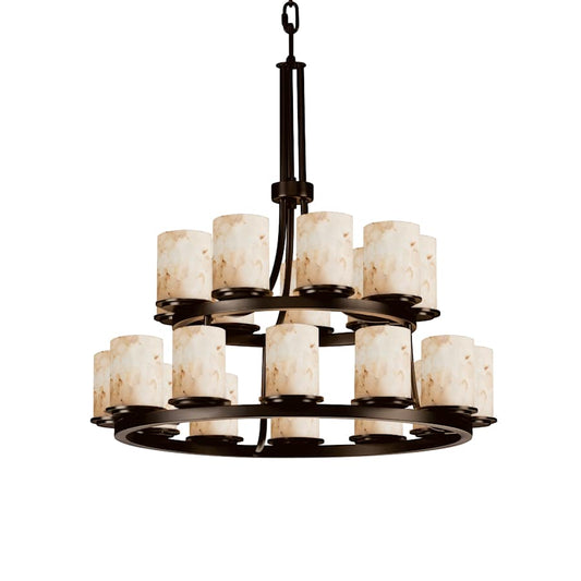 Alabaster Rocks 33" Wide Ring Chandelier - Tianguang Alabaster Lighting