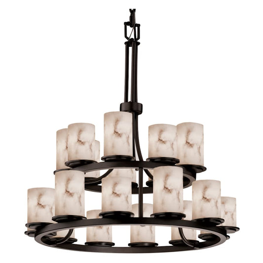 LumenAria 33" Wide Ring Alabaster Chandelier - Tianguang Alabaster Lighting