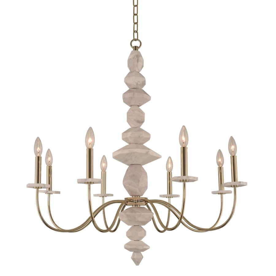 Carrara 8 Light 34" Wide Marble Chandelier - Tianguang Alabaster Lighting