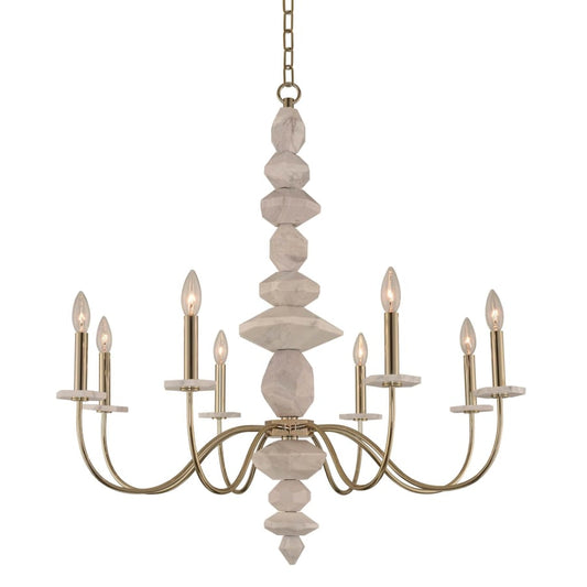 Carrara 8 Light 34" Wide Marble Chandelier - Tianguang Alabaster Lighting