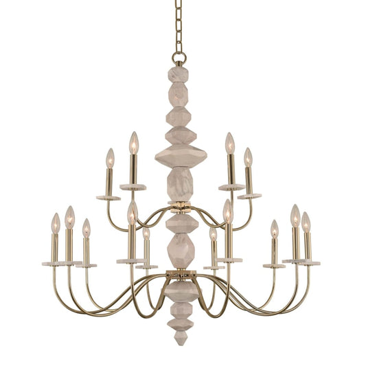 Carrara 15 Light 38" Wide Marble Chandelier - Tianguang Alabaster Lighting