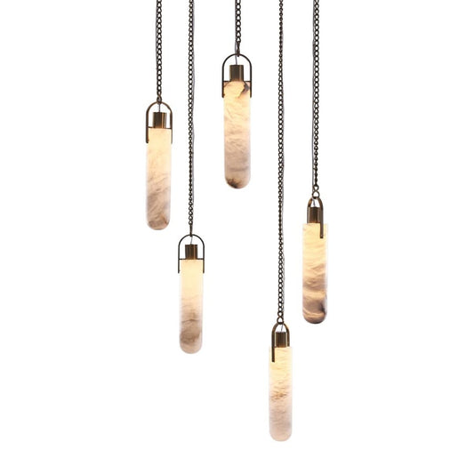 Flint Additions 24" Wide LED Multi Light Pendant with Alabaster Shades - Tianguang Alabaster Lighting