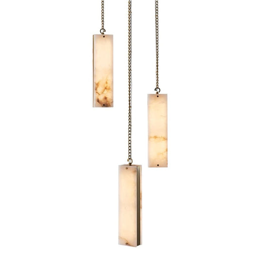 Vertical 18" Wide LED Multi Light Pendant with Alabaster Shades - Tianguang Alabaster Lighting