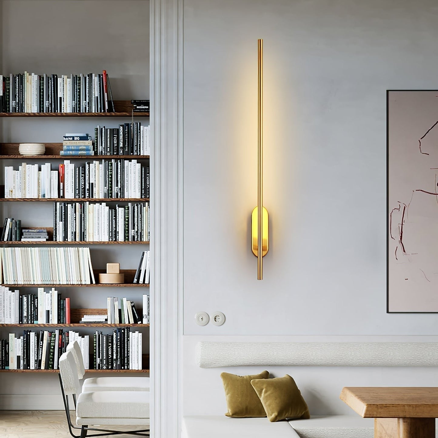 Linear Brass Wall Light, Bedroom Wall Sconce, detail 10