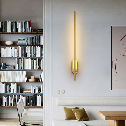 Linear Brass Wall Light, Bedroom Wall Sconce, detail 10