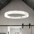LumenAria Medley 42" Wide Alabaster Rocks LED Ring Pendant Chandelier - Tianguang Alabaster Lighting