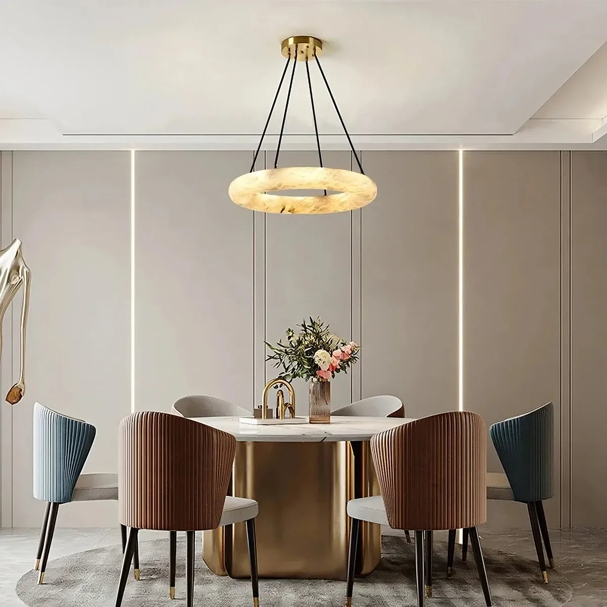 Natural Marble Modern Chandelier 50 cm Dia - Tianguang Alabaster Lighting